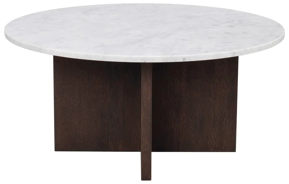 Bielo-hnedý mramorový okrúhly konferenčný stolík 90x90 cm Brooksville - Rowico