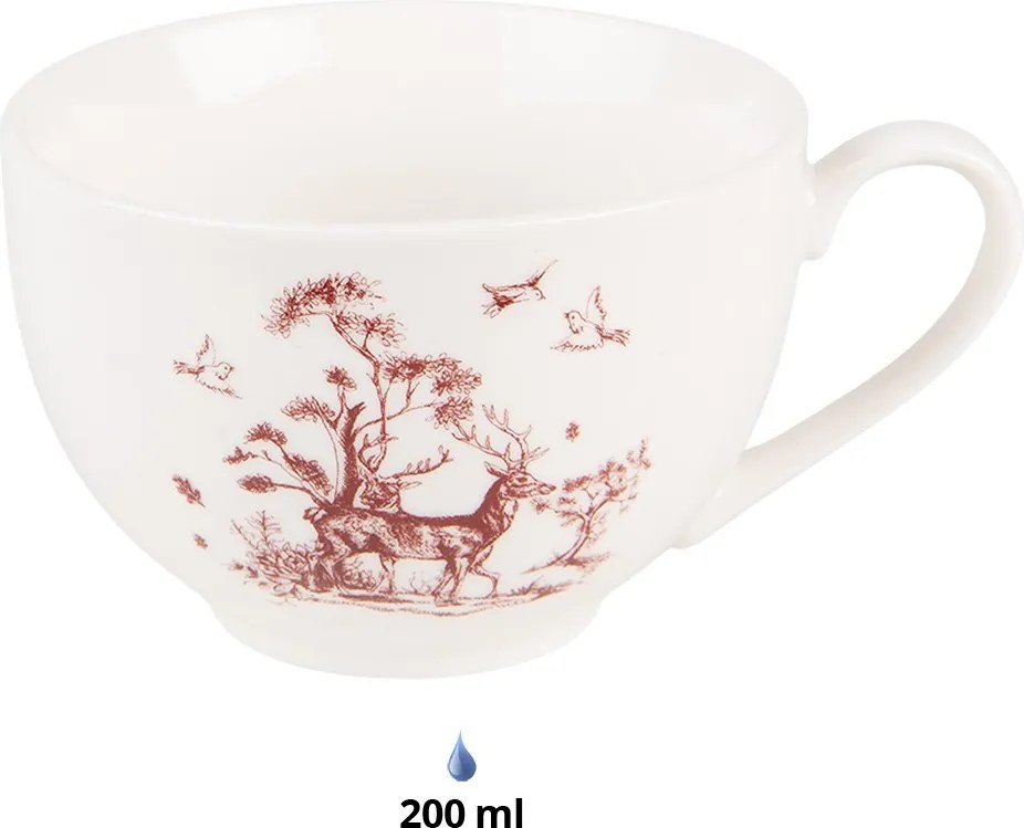 Porcelánová šálka s tanierikom Pretty Forest - 12*9*6 cm / Ø 14*2 cm / 200 ml