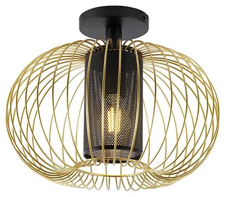 Dizajnové stropné svietidlo zlaté s čiernou - Marnie