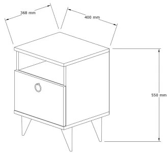 Nočný stolík BARLO 50x40 cm biela