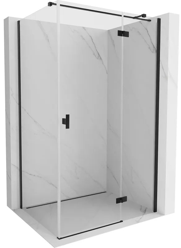 Mexen Mist H T, sprchový kút s výklopnými dverami pravý 75 x 110 cm, číre sklo, čierny profil, 8A5T-075-110-70-00-P
