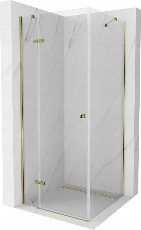 Mexen Roma, sprchovací kút 70 (dvere) x 70 (stena) cm, 6mm číre sklo, zlatý profil, 854-070-070-50-00