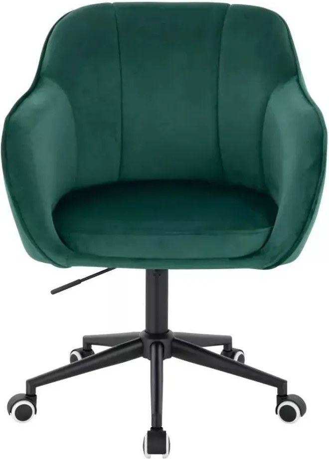 LuxuryForm DESIGN Stolička AVOLA VELUR na čiernej podstave s kolieskami - zelená