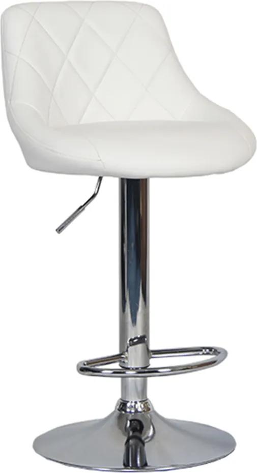 Barová stolička, biela ekokoža/chrómová, MARID
