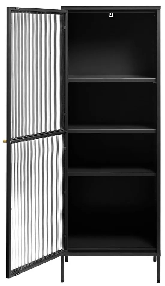 Čierna kovová vitrína 58x160 cm Bronco – Unique Furniture