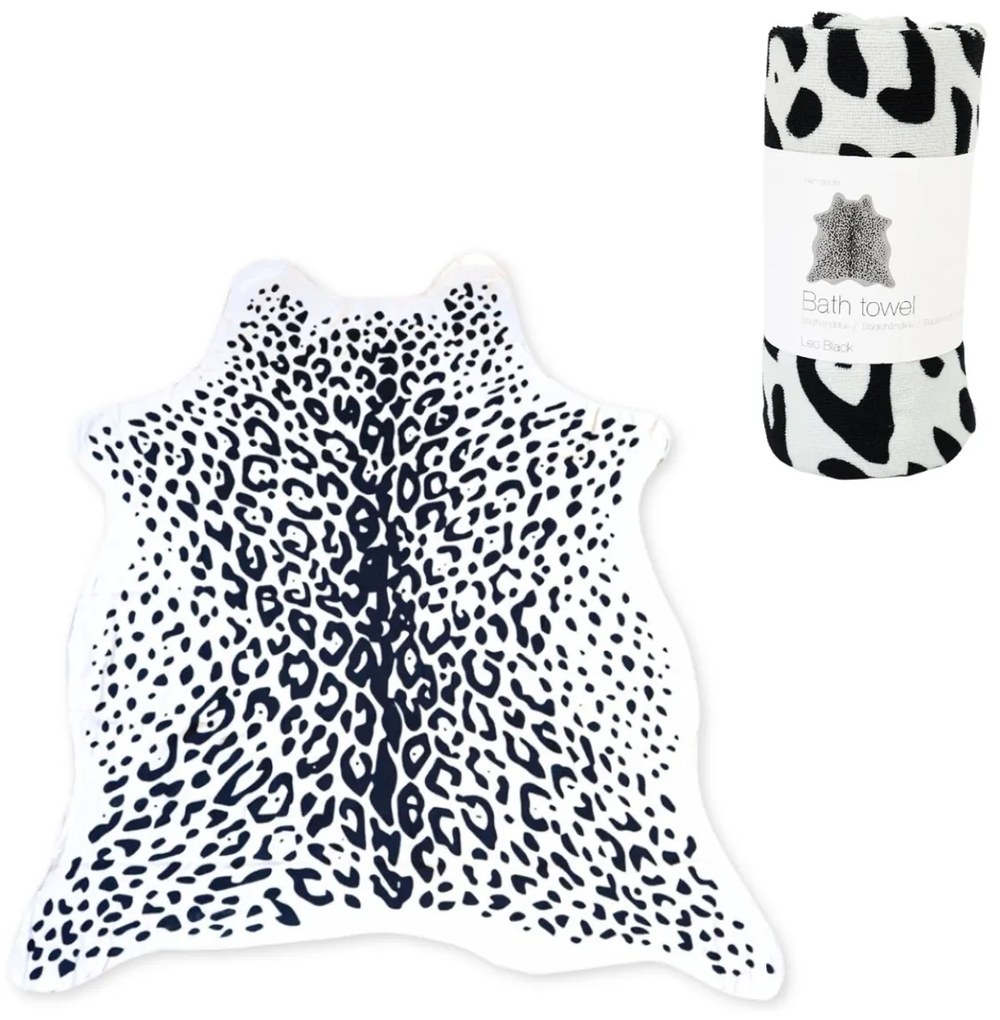 Osuška LEOPARD, čiernobiela 146 x 150 cm, 100% polyester