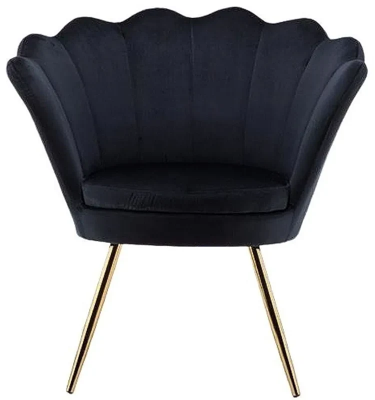 LuxuryForm DESIGN Kreslo FREY VELUR so zlatými nohami - čierne