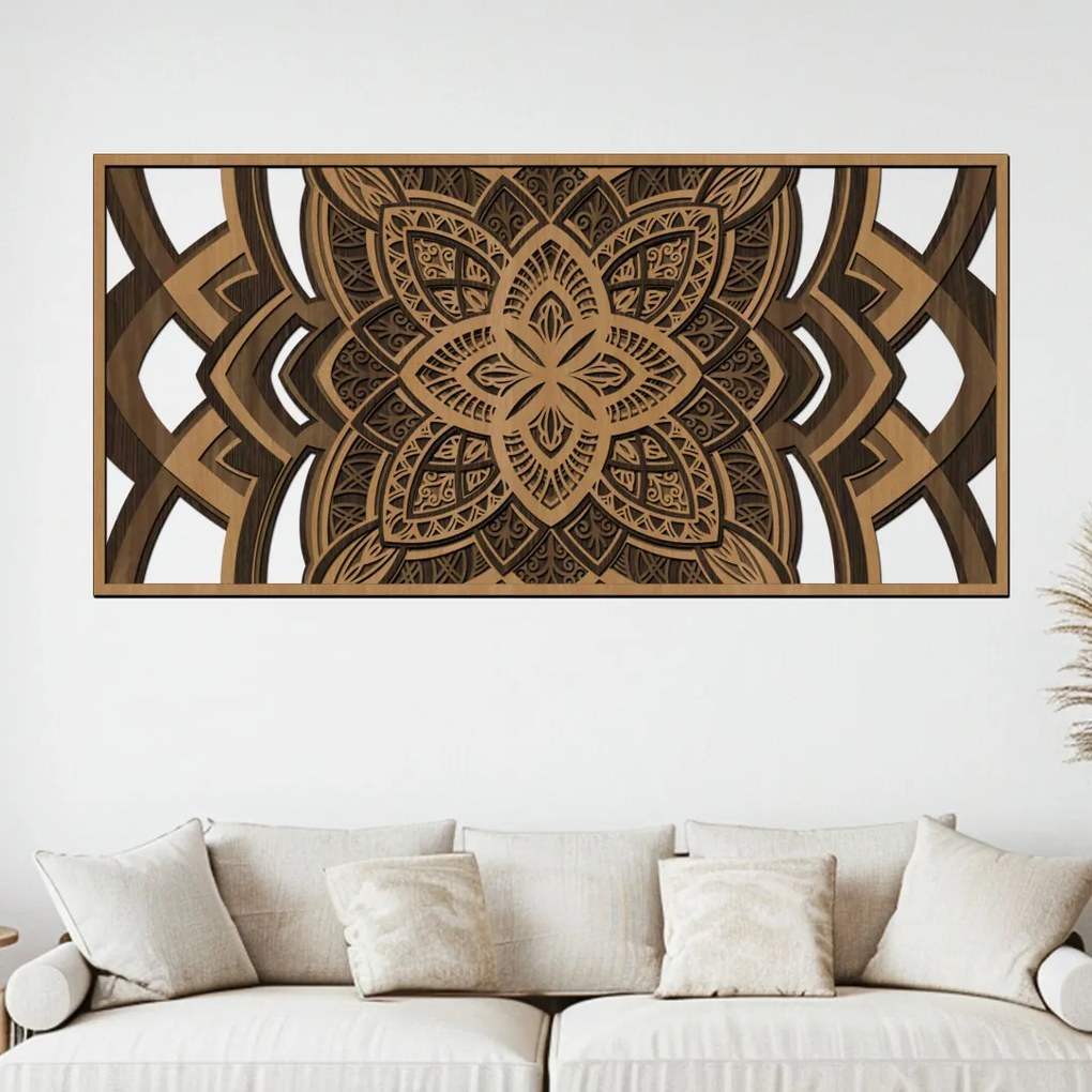dřevo života Drevená 4 vrstvová mandala ODVAHY Rozměry (cm): 80x39, Barevná kombinace: dub zlaty-wenge-orech