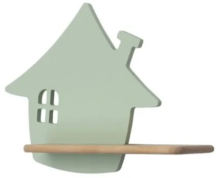 LED Detské nástenné svietidlo s poličkou HOUSE LED/4W/230V zelená/drevo