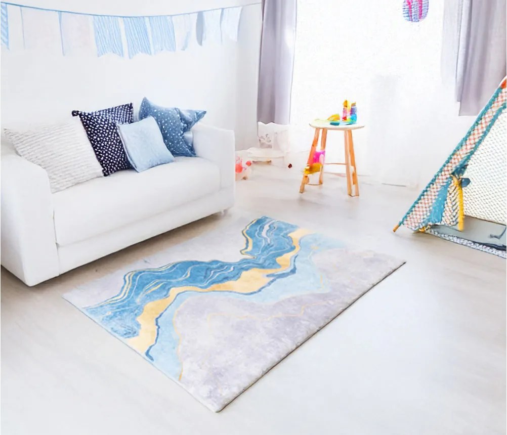 TZ Modrý mramorový koberec OVON II Rozmer: 160x200 cm