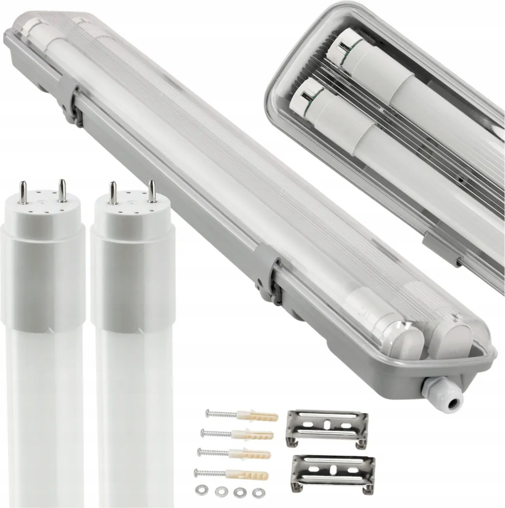 BERGE Hermetické svietidlo 60cm + 2x LED trubica studená biela