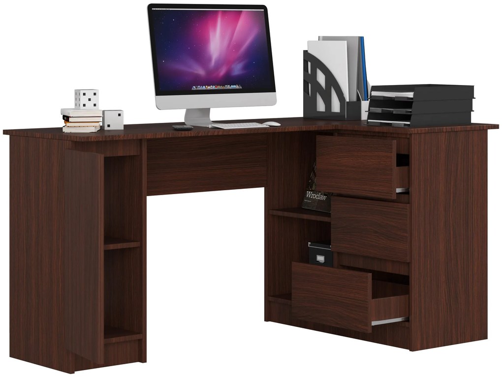 Rohový PC stolík Bevin (wenge) (P). Akcia -12%. Vlastná spoľahlivá doprava až k Vám domov. 1068960