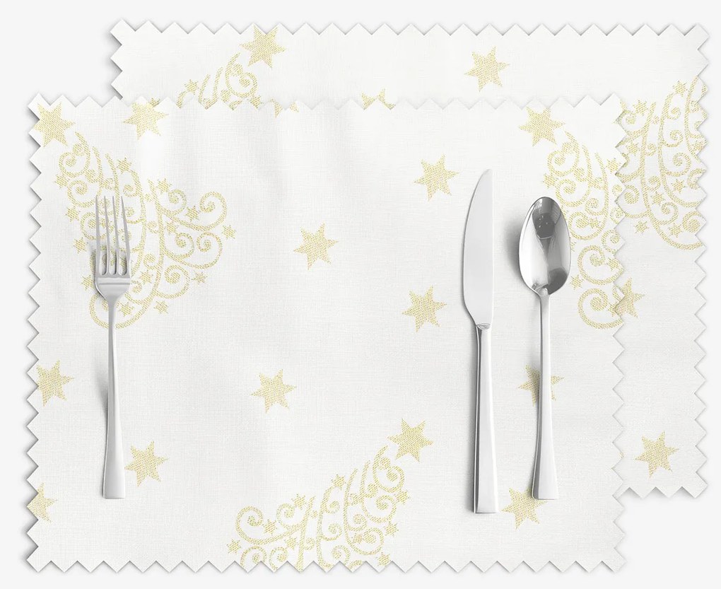 Goldea vianočné prestieranie na stôl teflónové - zlaté vianočné stromčeky a hviezdičky - sada 2ks 30 x 40 cm