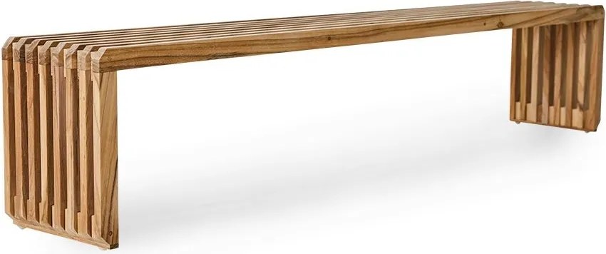 Prírodná drevená teaková lamelová lavica Slatted XL - 180*27*35 cm