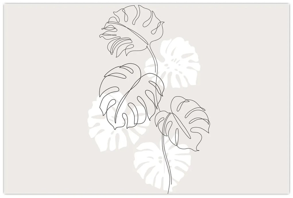 Obraz - Line art monstera N⁰3 (90x60 cm)