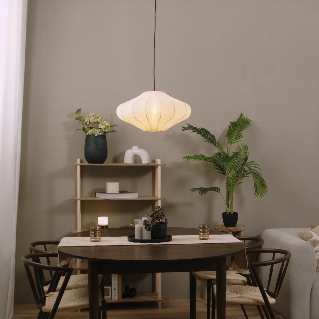 Japandi závesná lampa béžová s látkovým tienidlom 50cm - Plu