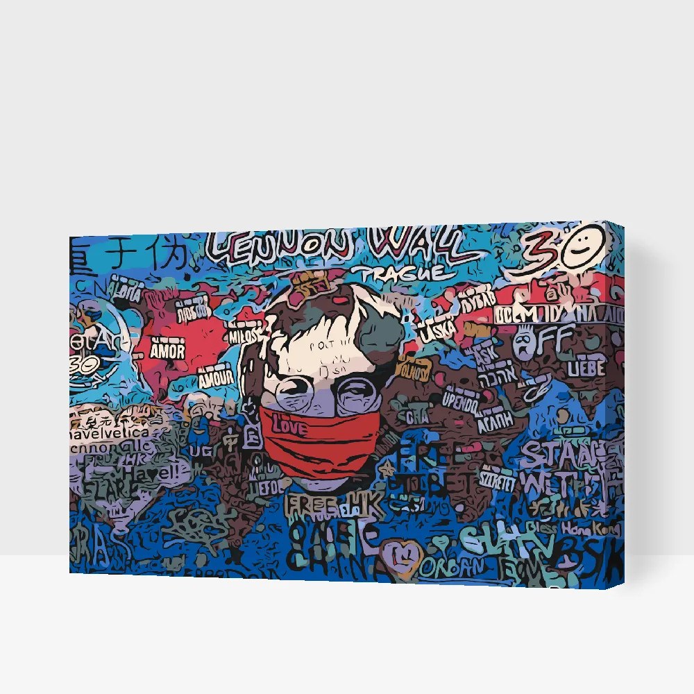 Gario Maľovanie podľa čísel Lennonov múr Rozmery: 60 x 40 cm, Rámovanie: S vnútorným rámom