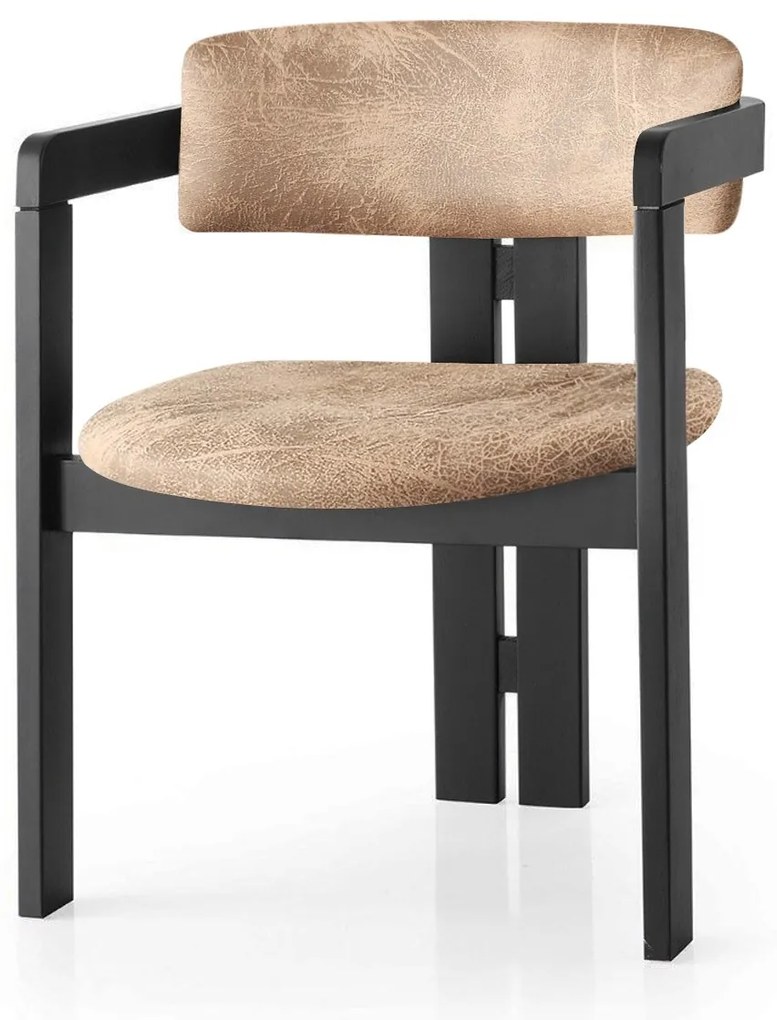 Jedálenská stolička CO z masívu čierna/béžová