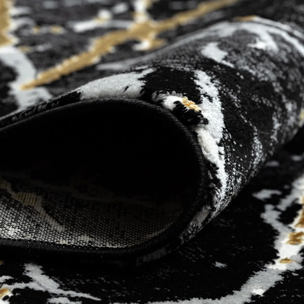 Dywany Łuszczów, Kusový koberec Allure 1963 black/gold, 160x220, čierna, kancelária