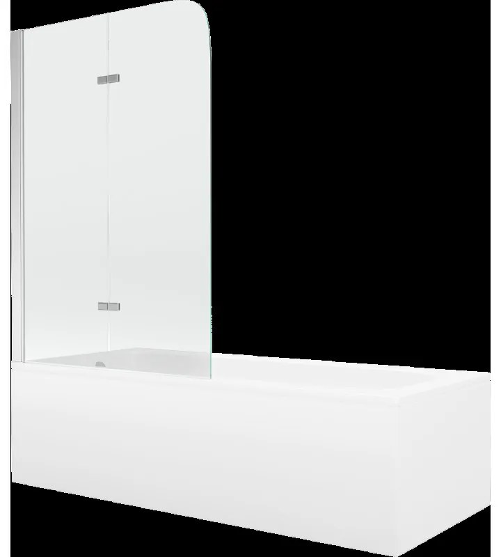 Mexen Vega obdĺžniková vaňa 160 x 70 cm s obkladom a 2-krídlovou sprchovou zástenou 100 cm, transparentnéné, chrómová