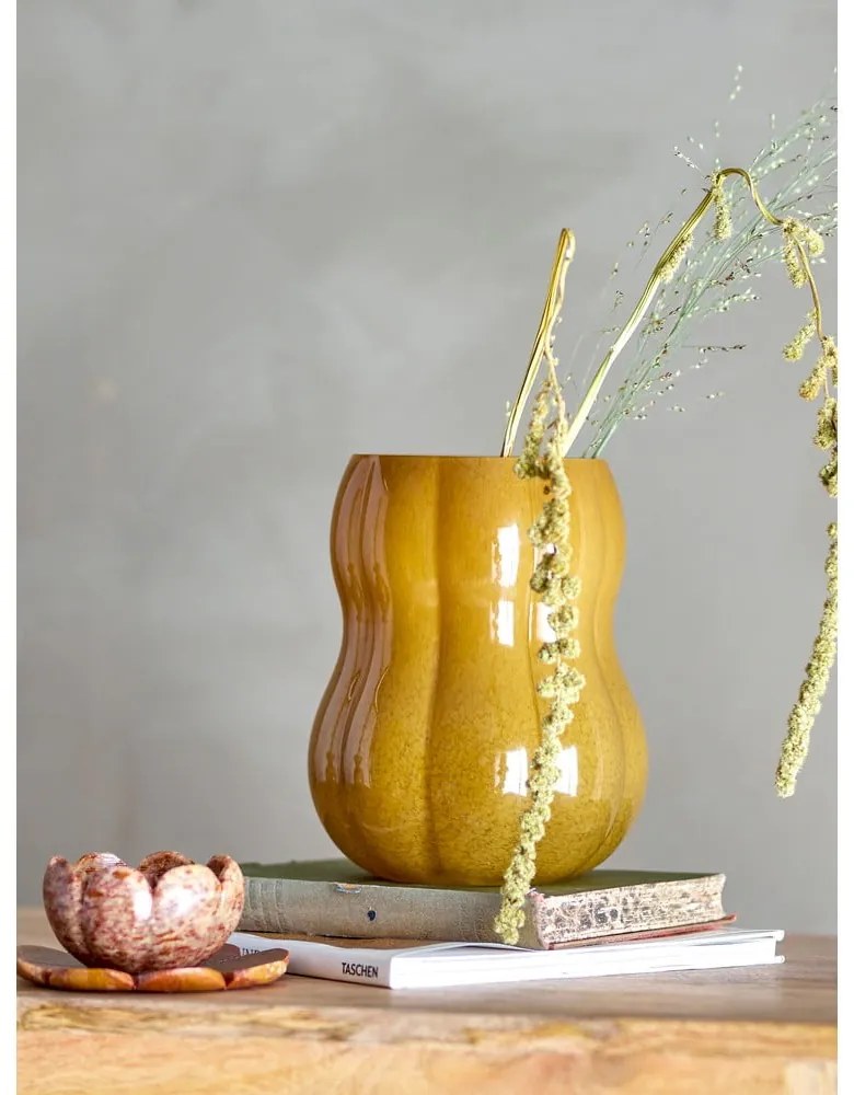 Hnedá sklenená ručne vyrobená váza (výška 20 cm) Pumpkin – Bloomingville
