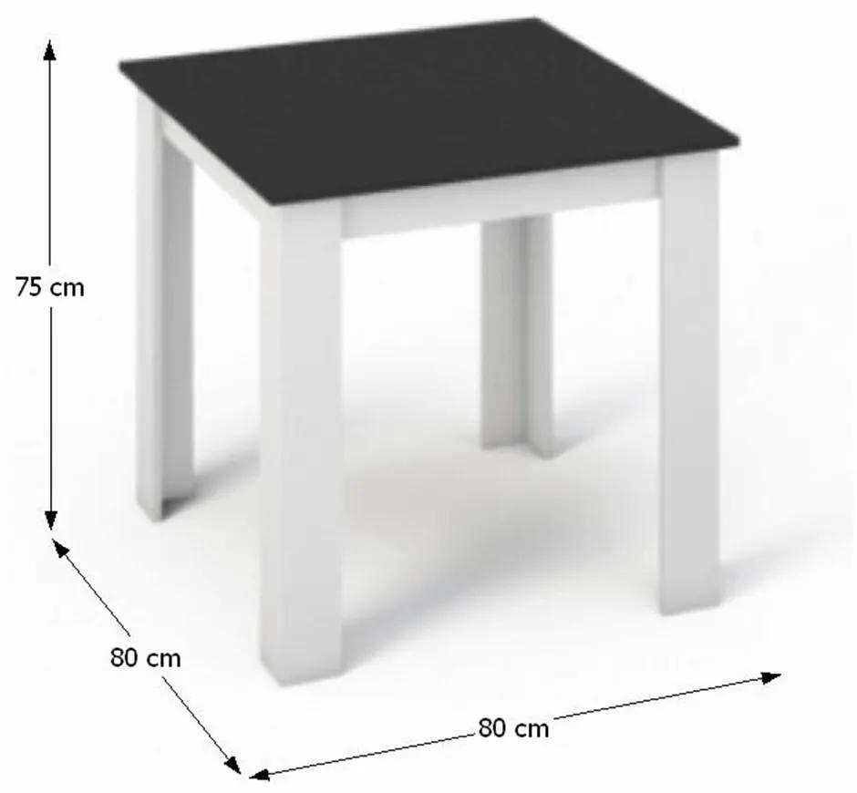 Kondela Jedálenský stôl, biela/čierna, 80x80 cm, KRAZ