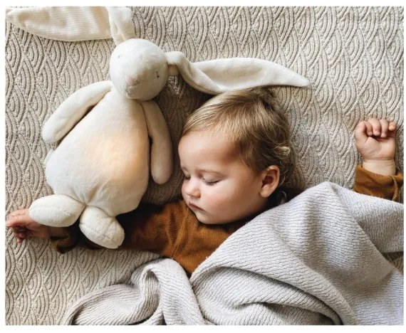 Moonie - Uspávačik s melódiou a svetlom zajačik cream