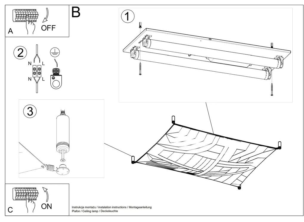 Stropné svietidlo Luna, 1x biele textilné tienidlo, (80 cm)