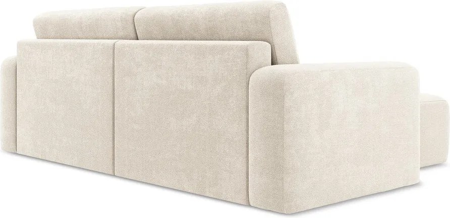 Krémovobiela ženilková rozkladacia/s úložným priestorom rohová pohovka (ľavý roh/s leňoškou) Kona – Makamii