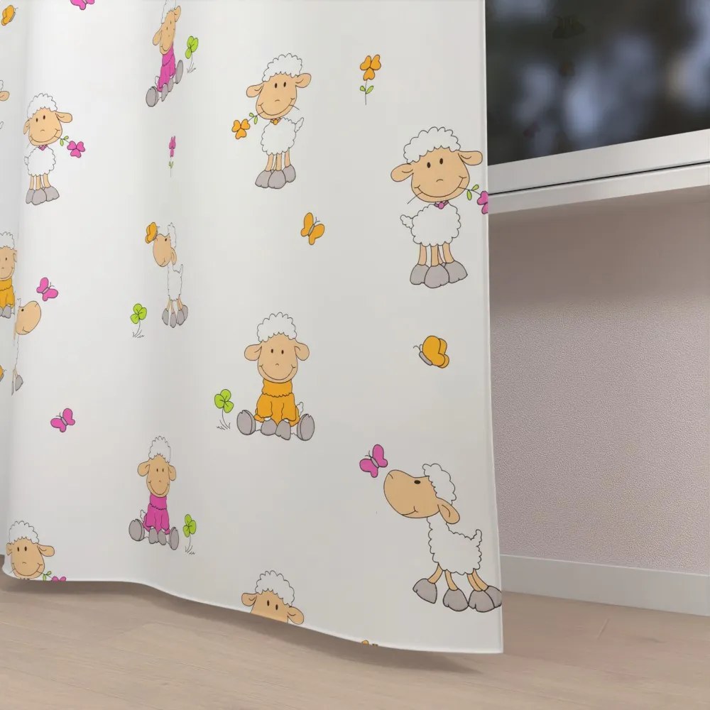 Biante Detský bavlnený záves Sandra SA-728 Veselé ovečky na bielom 150x250 cm