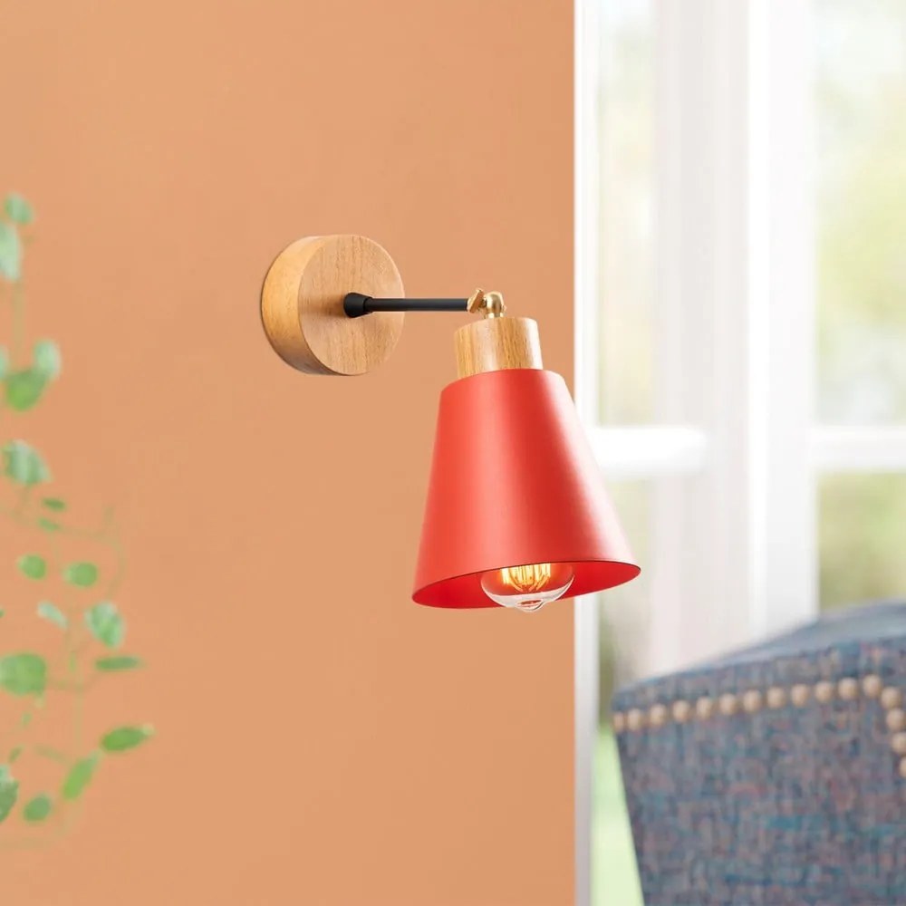 Nástenné svietidlo v červenej a prírodnej farbe ø 14 cm Manavgat – Opviq lights