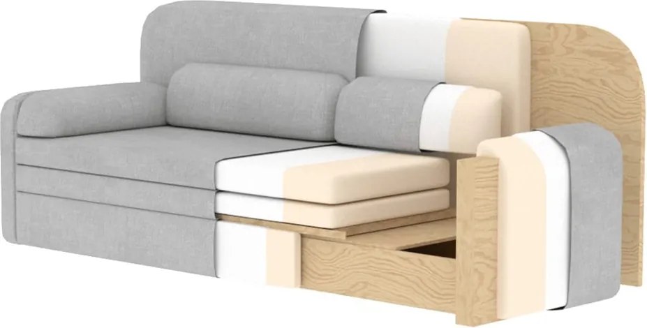 Béžová zamatová rozkladacia/s úložným priestorom pohovka 236 cm Elioss – ELTAP