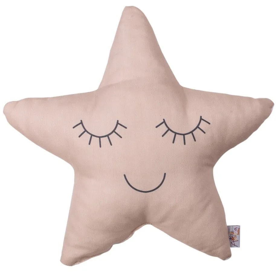 Béžovo-ružový detský vankúšik s prímesou bavlny Mike & Co. NEW YORK Pillow Toy Star, 35 x 35 cm