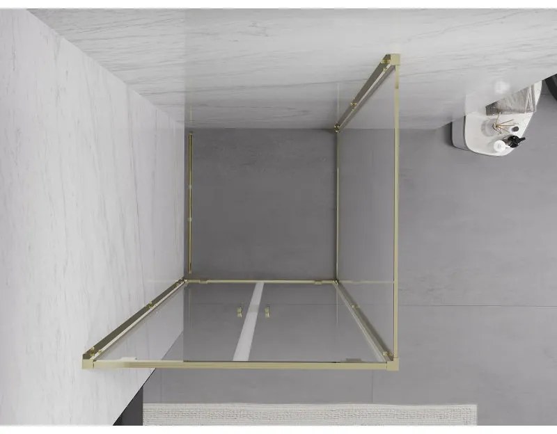 Mexen Exo, výklopný sprchový kút 100 x 100 cm, číre sklo, zlatá, 8182-100-100-50-00