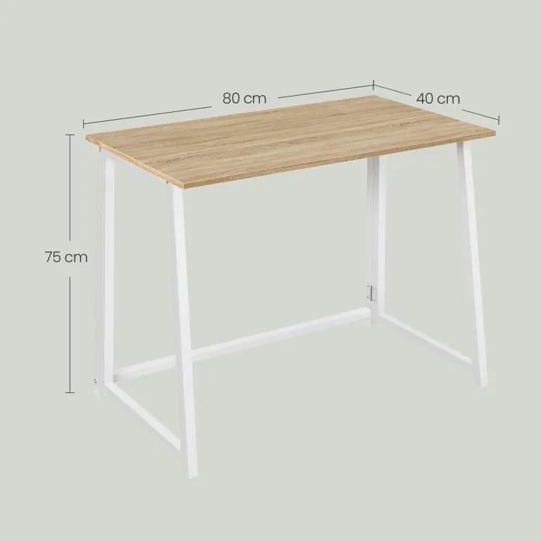 Súprava do pracovne ZARIMO stôl 80x40 cm, biela/dub sonoma + kreslo AVOLA VELVET, svetlomodré