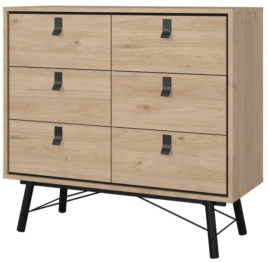 Nízka komoda v dekore duba v prírodnej farbe 102x99 cm Ry – Tvilum