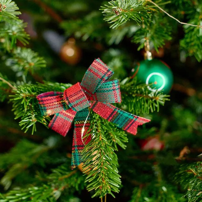 Vianočná dekorácia BOWE mašľa, károvaná 711107 (2 ks)