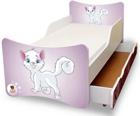 MAXMAX Detská posteľ 200x90 cm so zásuvkou - MAČIATKO 200x90 pre dievča ÁNO