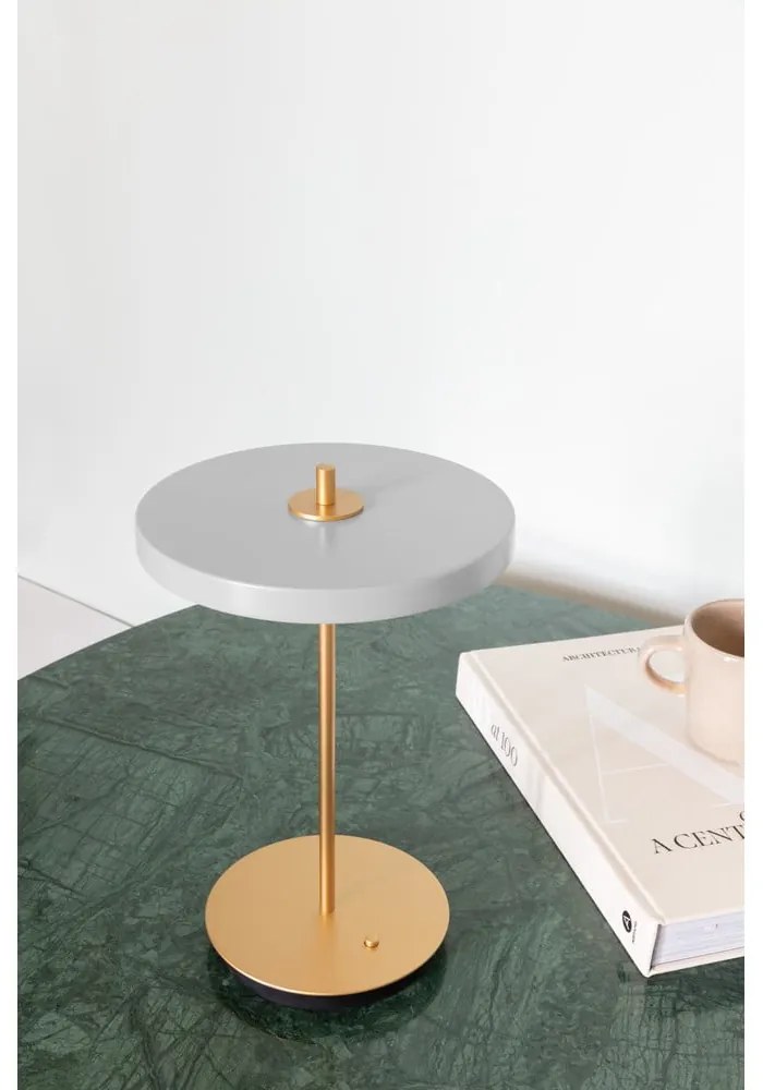 Svetlosivá LED stolová lampa so stmievačom s kovovým tienidlom (výška 31 cm) Asteria Move – UMAGE