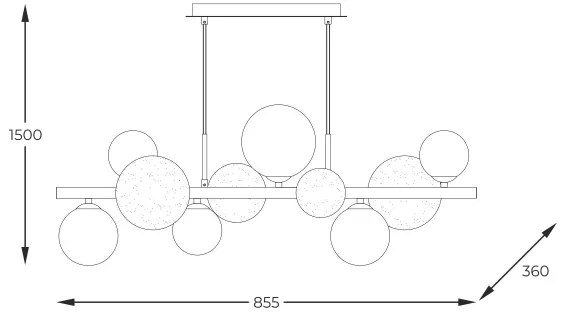 Zuma Line MD5918-10-EGN - Luster na lanku VILLA 10xG9/3,5W/230V zlatá
