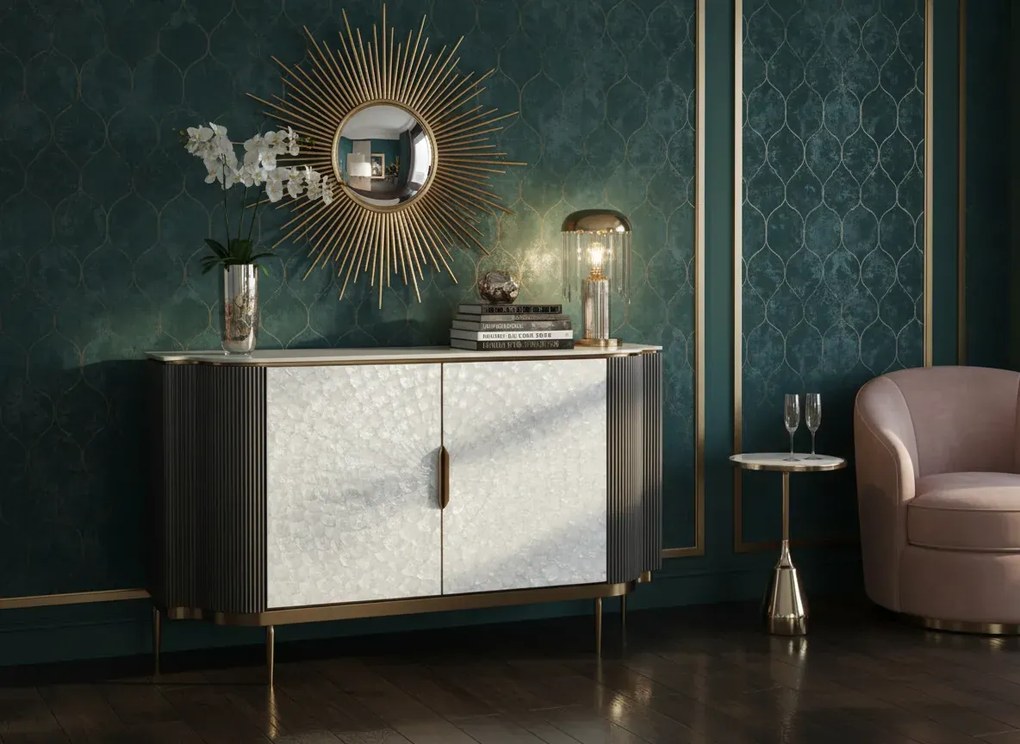 Komoda Stilig ST906 150 cm grafit/krémová/zlatá