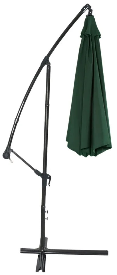 LEAN Bočný záhradný slnečník s nastaviteľným sklonom – 350 x 250 cm, zelený