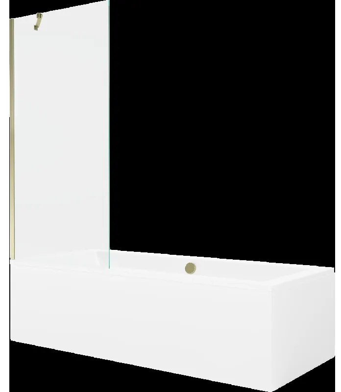 Mexen Cube obdĺžniková vaňa 170 x 80 cm s obkladom a 1-krídlovou sprchovou zástenou 80 cm, Transparentné, Zlatá - 550517080X9508