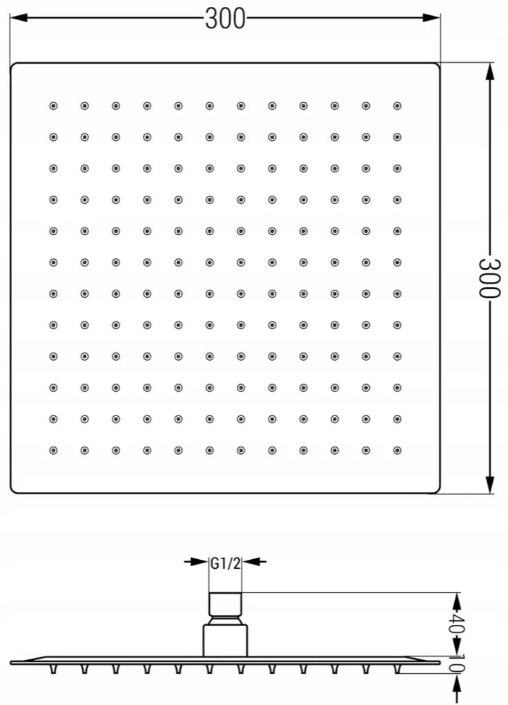 Mexen Cube DR02 podomietkový vaňový a sprchový set s hlavovou sprchou 25x25 cm (7v1), grafitová, 77503DR0225-66