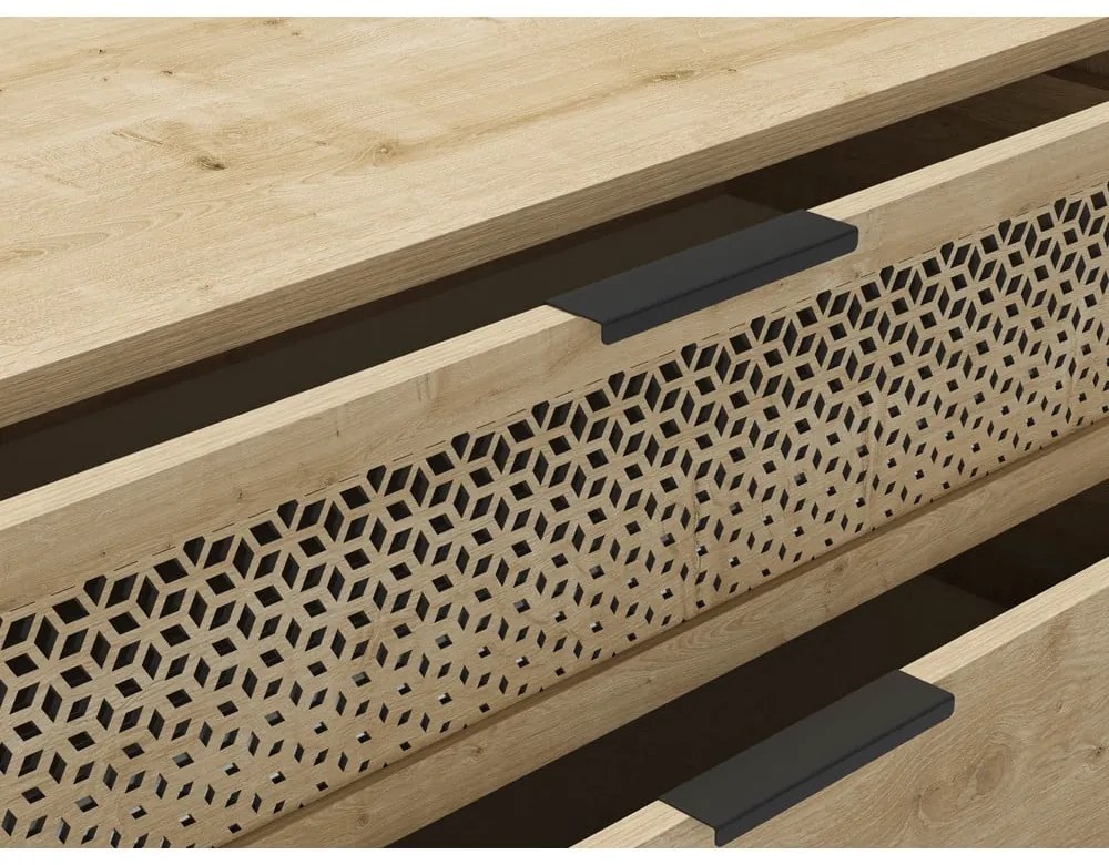 Nízka komoda v dekore duba v prírodnej farbe 90x80 cm Inca – Marckeric