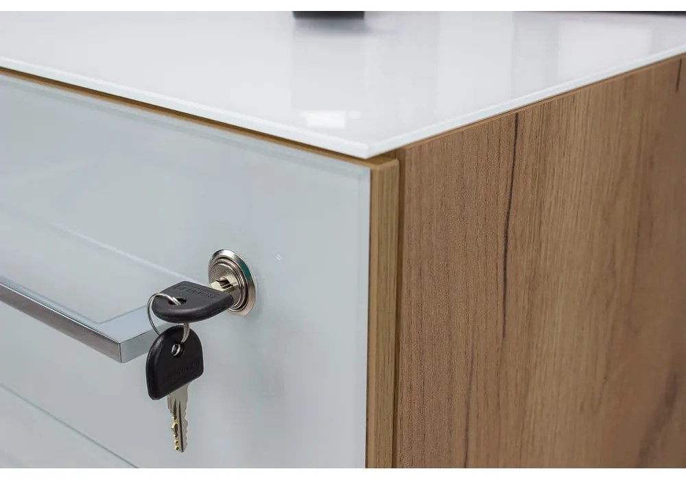 Biela prírodná skrinka v dekore duba 40x55 cm Monteria – Germania