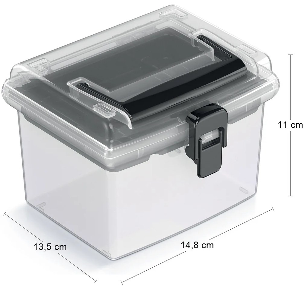 Plastový úložný box NUF1HT - priehľadná / čierna