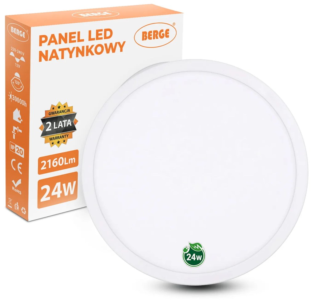 BERGE LED panel kruhový 300x35mm prisadený - 24W - 230V - 1700Lm - teplá