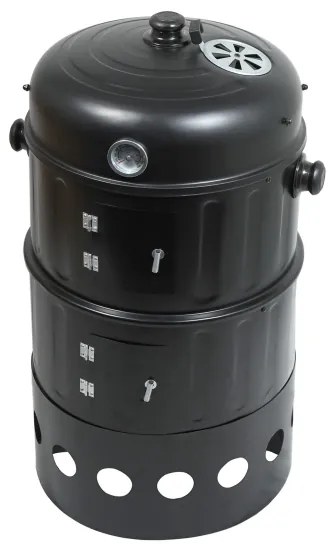 Údiareň na drevené uhlie 3v1 čierna