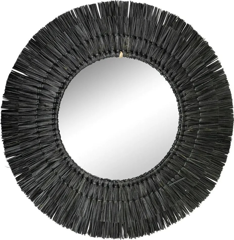 Okrúhle čierne zrkadlo Morgan z morskej trávy S - 60*60*1cm